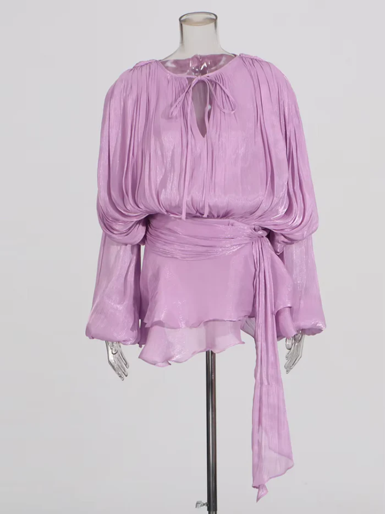 Vestido Curto Manga Lanterna Zunna Karina