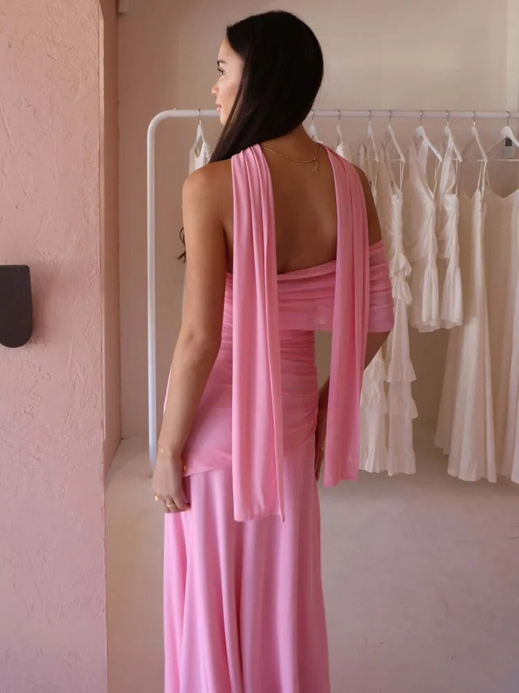 Vestido Longo Com Echarpe Zunna Melina