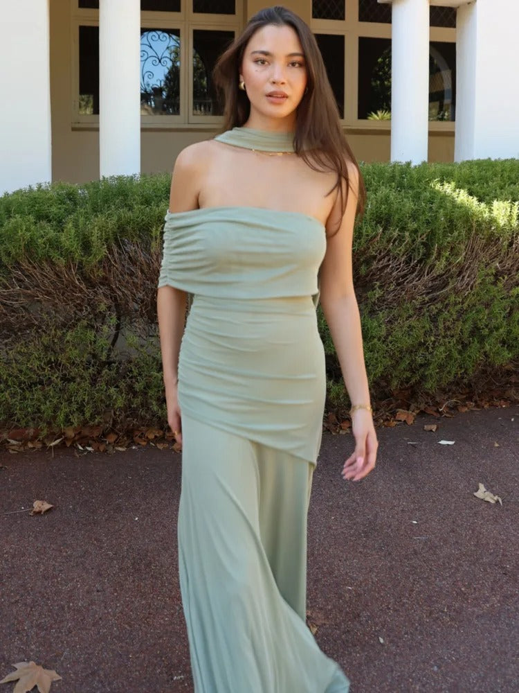 Vestido Longo Com Echarpe Zunna Melina