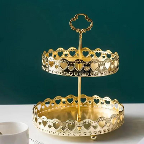 Travessa Dourada Dois Andares - Bandeja de Mesa Vintage