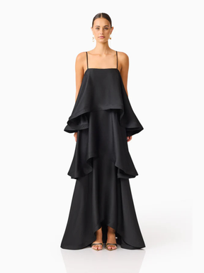 Vestido Longo Fluido com Babados Zunna Velvet