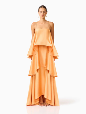 Vestido Longo Fluido com Babados Zunna Velvet