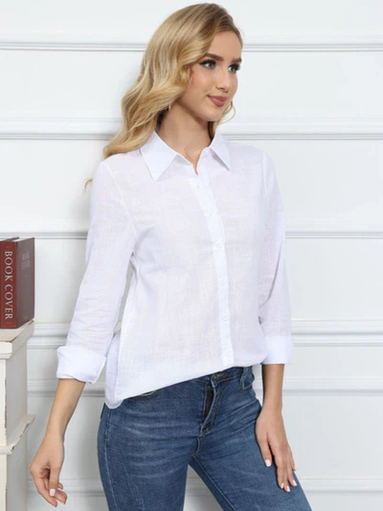 Camisa Feminina Manga Longa em Linho Zunna Sara