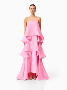 Vestido Longo Fluido com Babados Zunna Velvet