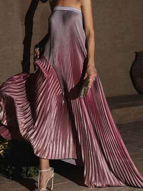 Vestido Longo Plissado Sem Alças Zunna Aura