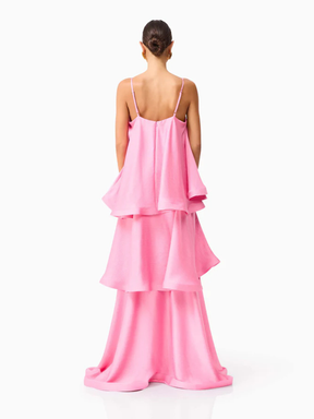 Vestido Longo Fluido com Babados Zunna Velvet