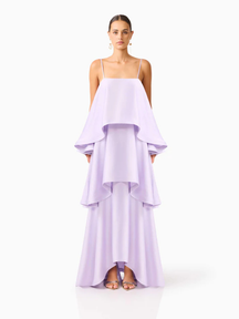Vestido Longo Fluido com Babados Zunna Velvet