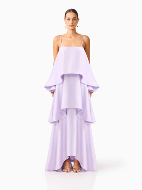 Vestido Longo Fluido com Babados Zunna Velvet