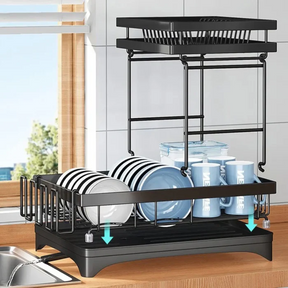 Escorredor de Louças Moderno de Aço Inox 2 Níveis - Organização para Cozinha
