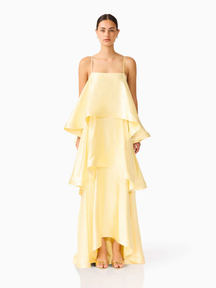 Vestido Longo Fluido com Babados Zunna Velvet