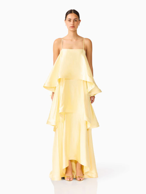 Vestido Longo Fluido com Babados Zunna Velvet