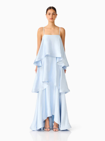 Vestido Longo Fluido com Babados Zunna Velvet