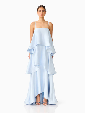 Vestido Longo Fluido com Babados Zunna Velvet