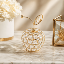 Frutas Decorativas de Cristal e Metal Dourado