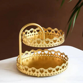 Travessa Dourada Dois Andares - Bandeja de Mesa Vintage