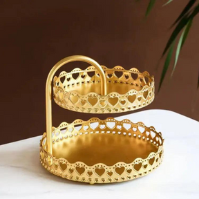 Travessa Dourada Dois Andares - Bandeja de Mesa Vintage