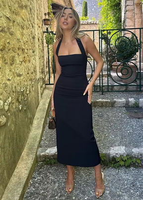 Vestido Ayla Longo Preto Sem Costas