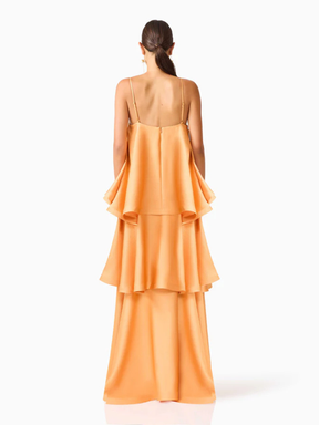 Vestido Longo Fluido com Babados Zunna Velvet
