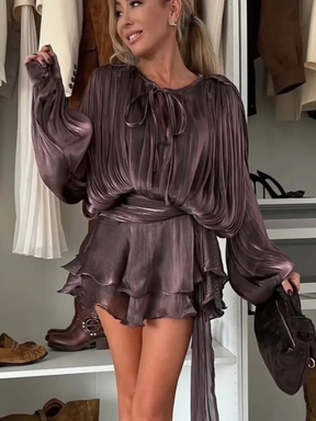 Vestido Curto Manga Lanterna Zunna Karina