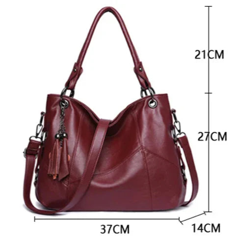 Bolsa de couro macio borla para as mulheres, luxo Crossbody Bag, alta qualidade, Designer Tote, senhoras, 2024