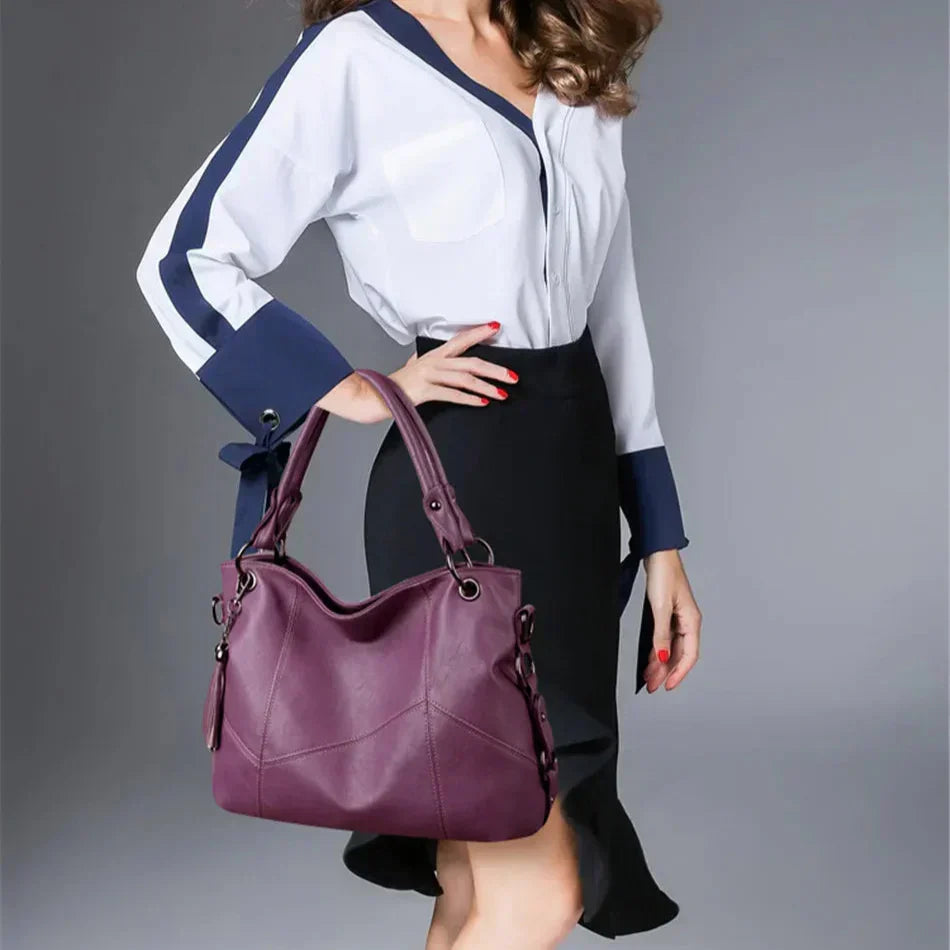 Bolsa de couro macio borla para as mulheres, luxo Crossbody Bag, alta qualidade, Designer Tote, senhoras, 2024