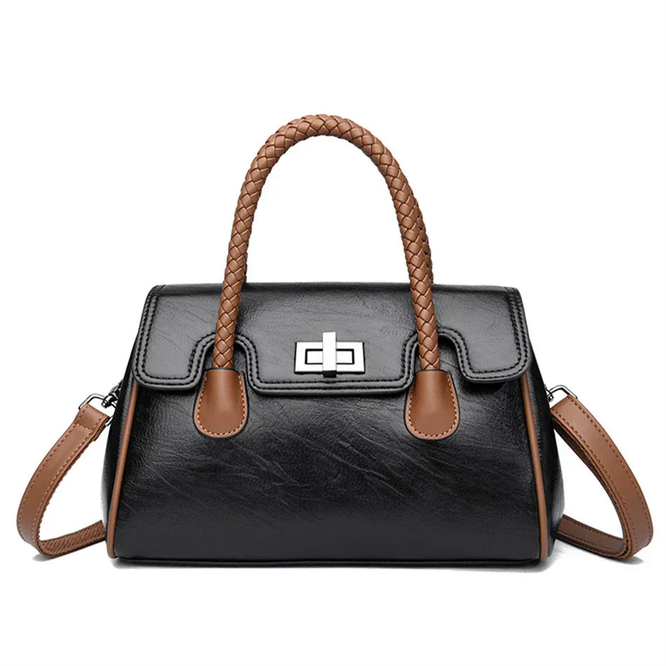 Bolsa de couro macia feminina de alta qualidade Boston Bag para menina, grande capacidade, tiracolo, designer de luxo, 2022