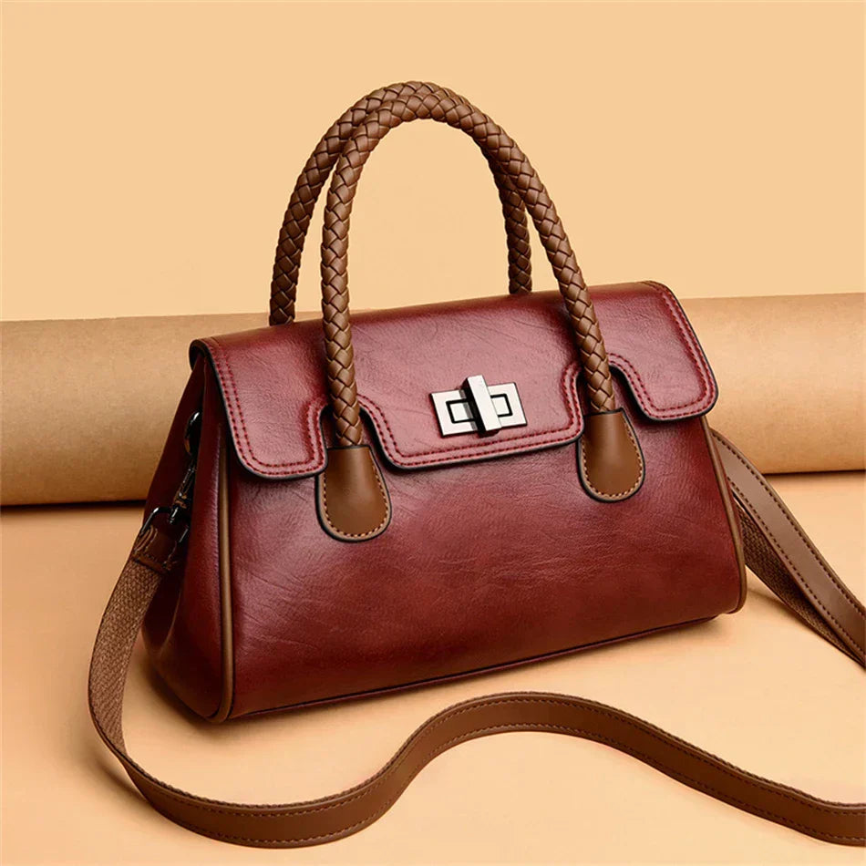 Bolsa de couro macia feminina de alta qualidade Boston Bag para menina, grande capacidade, tiracolo, designer de luxo, 2022
