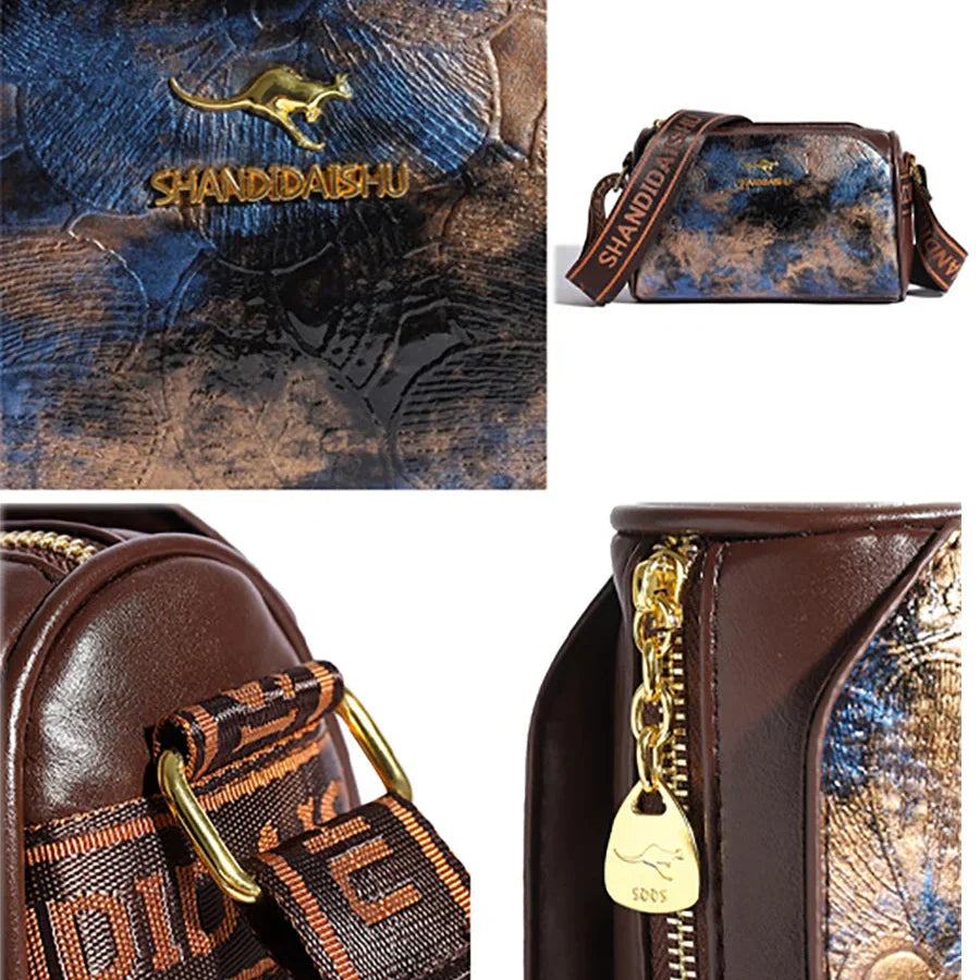 Sacolas de couro macio vintage para mulheres, Multi bolso Shoulder Messenger Bag, Bolsas de grife de luxo, alta qualidade