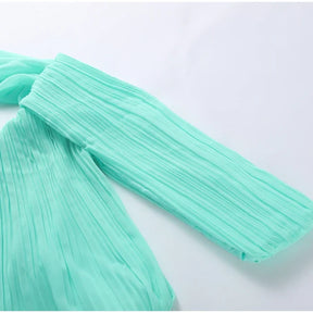 Vestido Longo Elegante Plissado com Capa Zunna Natla