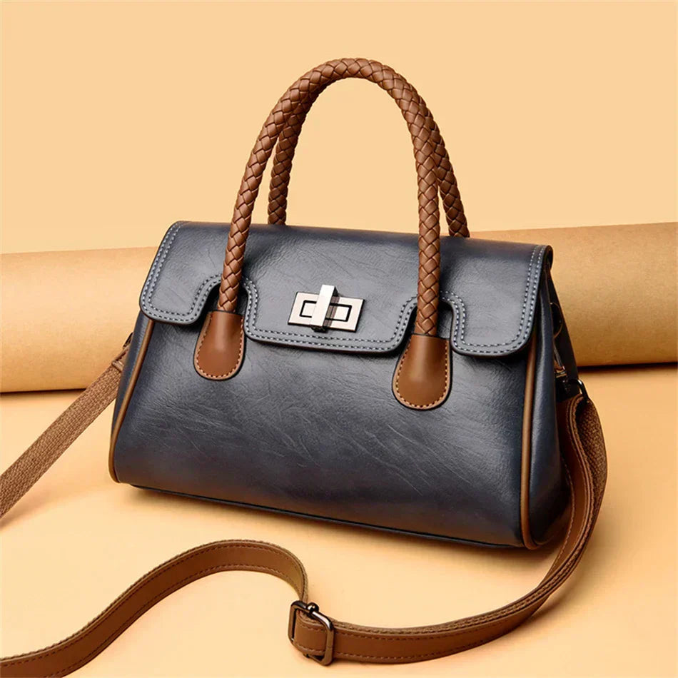 Bolsa de couro macia feminina de alta qualidade Boston Bag para menina, grande capacidade, tiracolo, designer de luxo, 2022