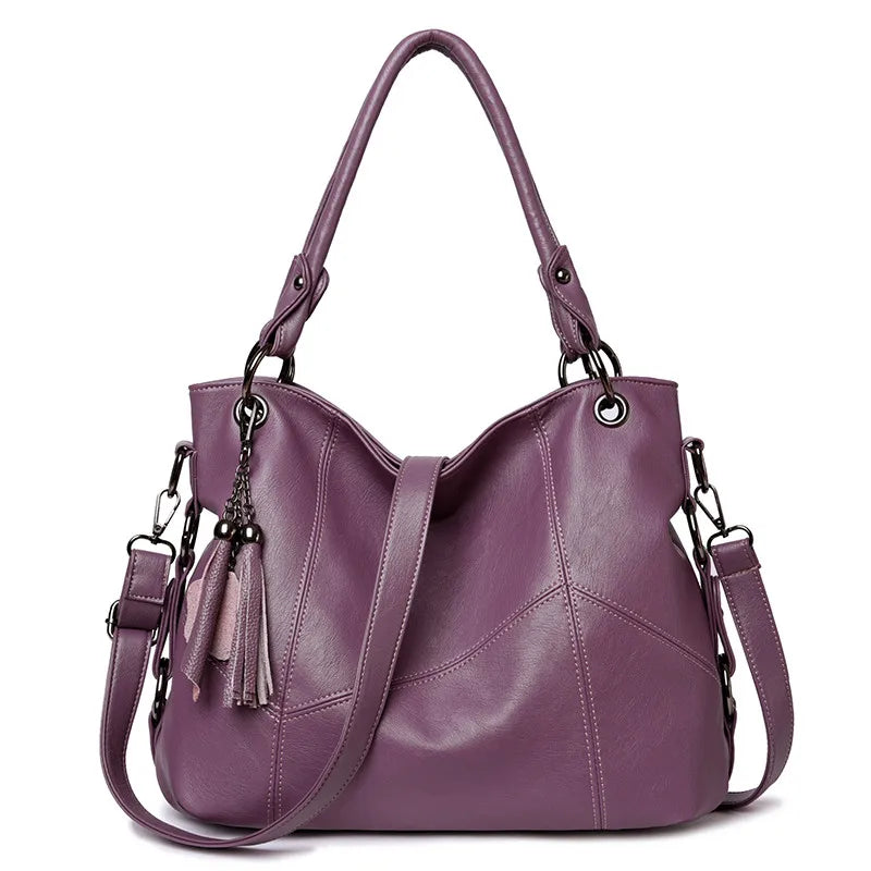 Bolsa de couro macio borla para as mulheres, luxo Crossbody Bag, alta qualidade, Designer Tote, senhoras, 2024