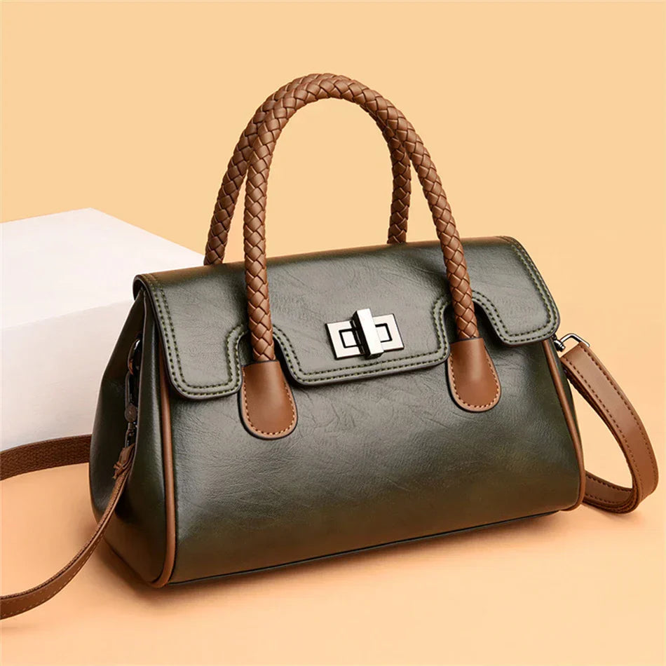 Bolsa de couro macia feminina de alta qualidade Boston Bag para menina, grande capacidade, tiracolo, designer de luxo, 2022