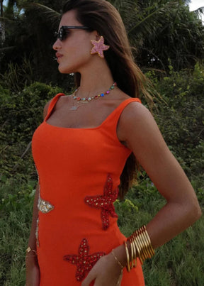 Vestido Mini Laranja Aurora Elegante