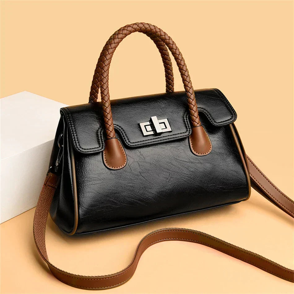 Bolsa de couro macia feminina de alta qualidade Boston Bag para menina, grande capacidade, tiracolo, designer de luxo, 2022