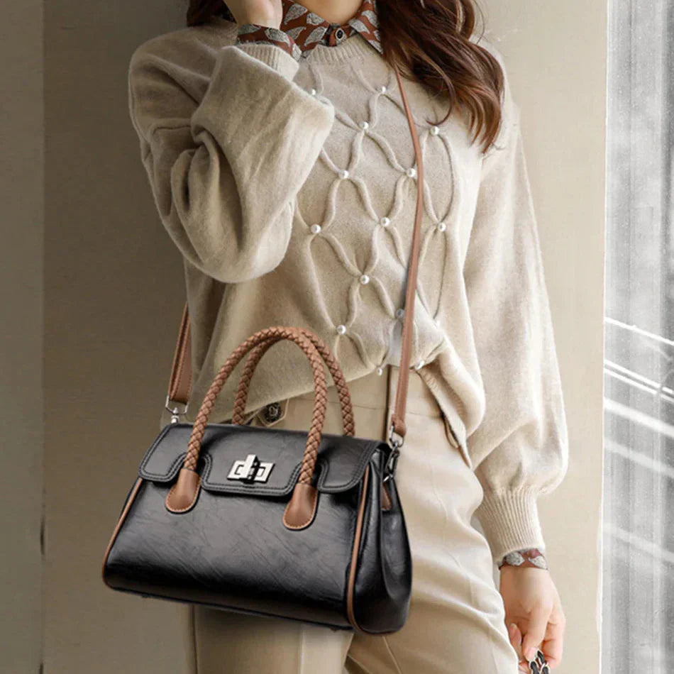 Bolsa de couro macia feminina de alta qualidade Boston Bag para menina, grande capacidade, tiracolo, designer de luxo, 2022