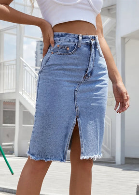 Saia Jeans Midi