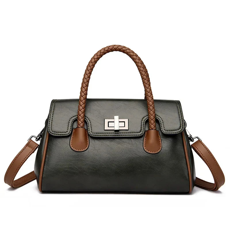 Bolsa de couro macia feminina de alta qualidade Boston Bag para menina, grande capacidade, tiracolo, designer de luxo, 2022