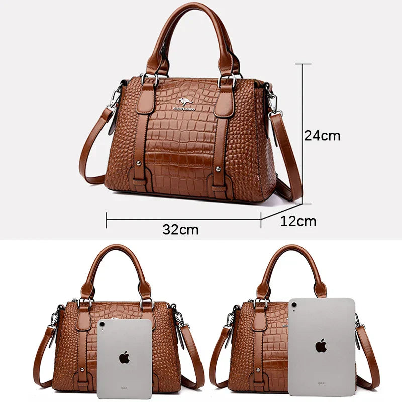 Bolsa de Ombro Crossbody de Couro Macio para Mulheres, Grande Capacidade, Bolsa de Lazer, Marca Designer de Luxo, Alta Qualidade, 2024