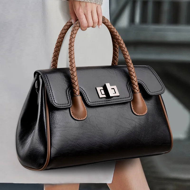 Bolsa de couro macia feminina de alta qualidade Boston Bag para menina, grande capacidade, tiracolo, designer de luxo, 2022