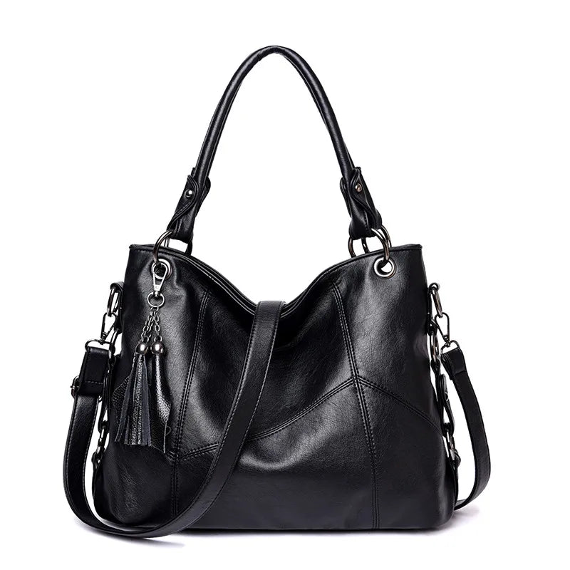 Bolsa de couro macio borla para as mulheres, luxo Crossbody Bag, alta qualidade, Designer Tote, senhoras, 2024