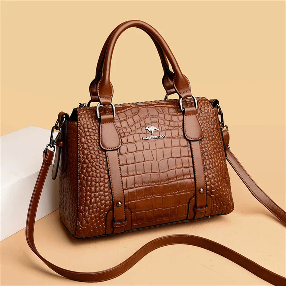 Bolsa de Ombro Crossbody de Couro Macio para Mulheres, Grande Capacidade, Bolsa de Lazer, Marca Designer de Luxo, Alta Qualidade, 2024