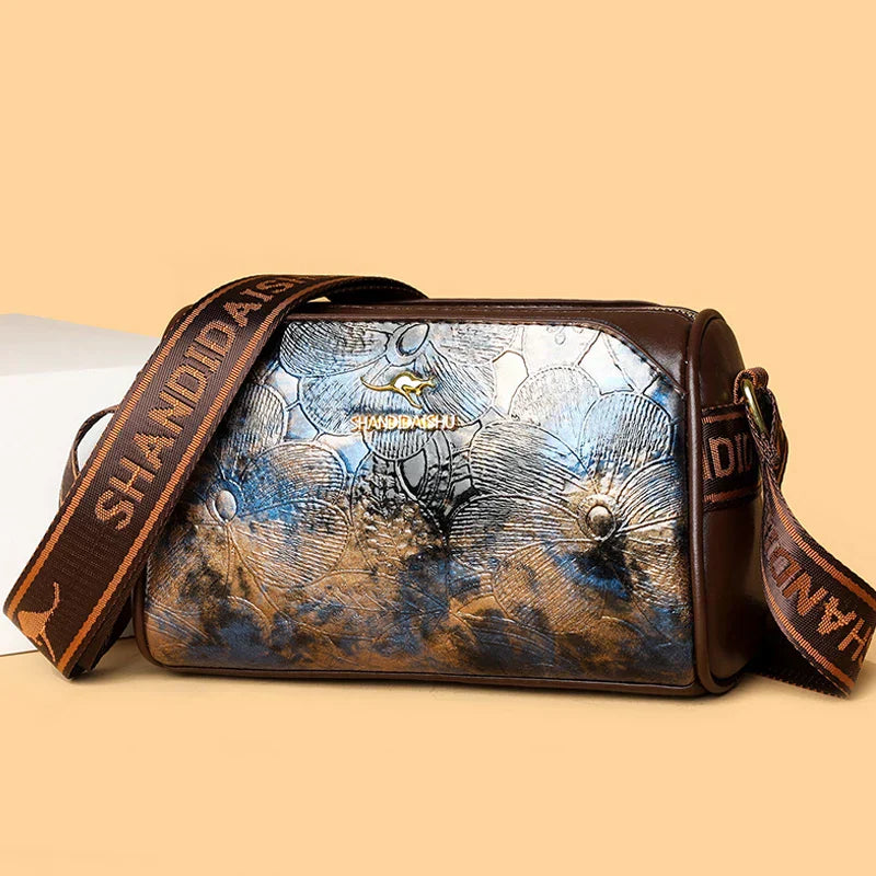 Sacolas de couro macio vintage para mulheres, Multi bolso Shoulder Messenger Bag, Bolsas de grife de luxo, alta qualidade