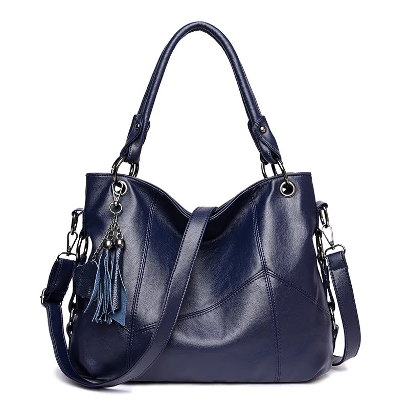 Bolsa de couro macio borla para as mulheres, luxo Crossbody Bag, alta qualidade, Designer Tote, senhoras, 2024