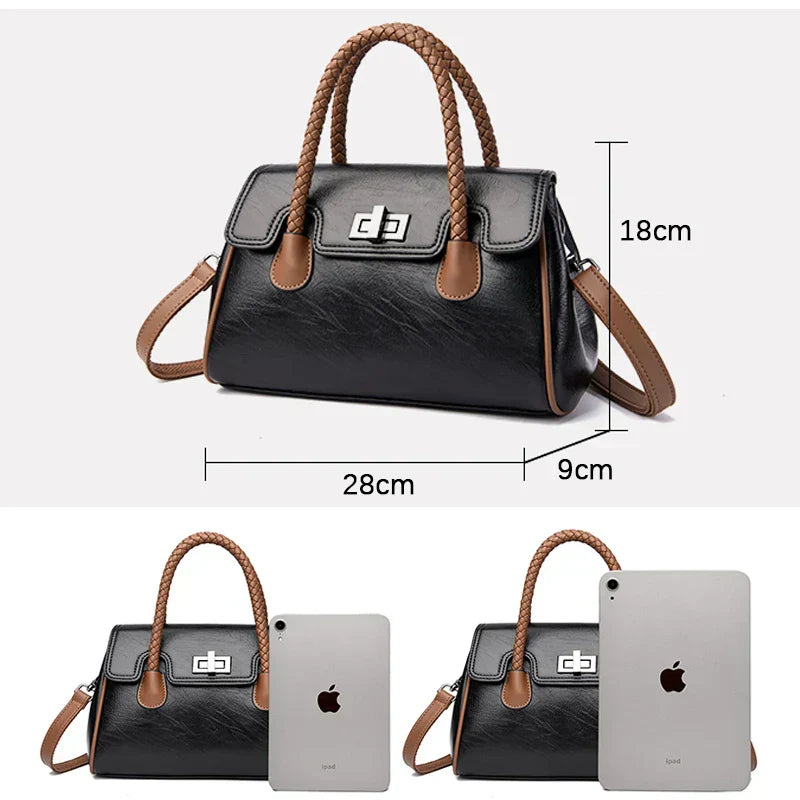 Bolsa de couro macia feminina de alta qualidade Boston Bag para menina, grande capacidade, tiracolo, designer de luxo, 2022