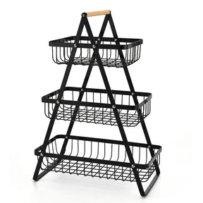 Fruteira de Metal com Alça de Madeira - Design Loft