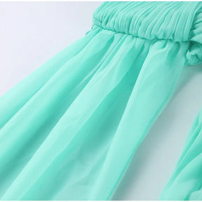 Vestido Longo Elegante Plissado com Capa Zunna Natla