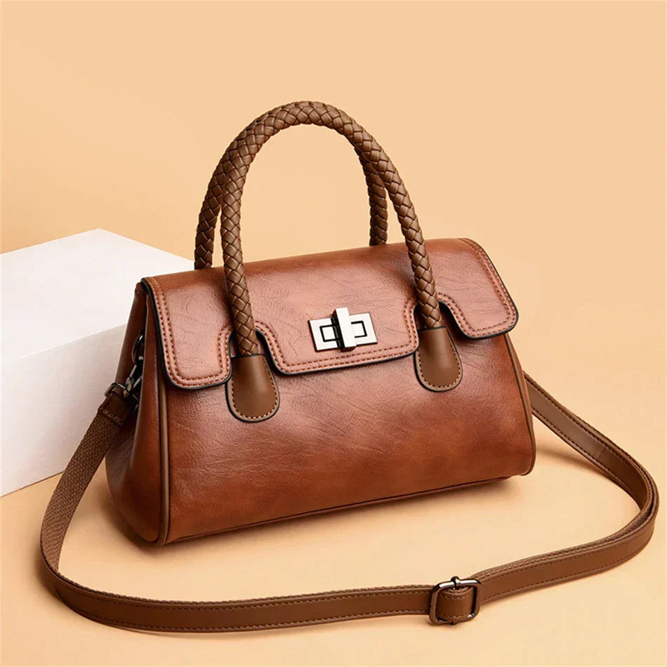 Bolsa de couro macia feminina de alta qualidade Boston Bag para menina, grande capacidade, tiracolo, designer de luxo, 2022