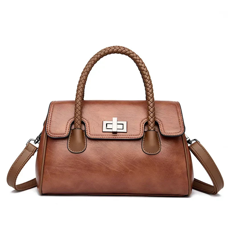 Bolsa de couro macia feminina de alta qualidade Boston Bag para menina, grande capacidade, tiracolo, designer de luxo, 2022