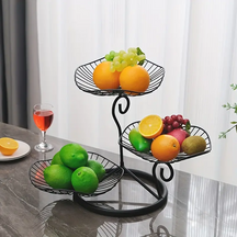 Fruteira de Mesa 3 Andares em Metal Elegante