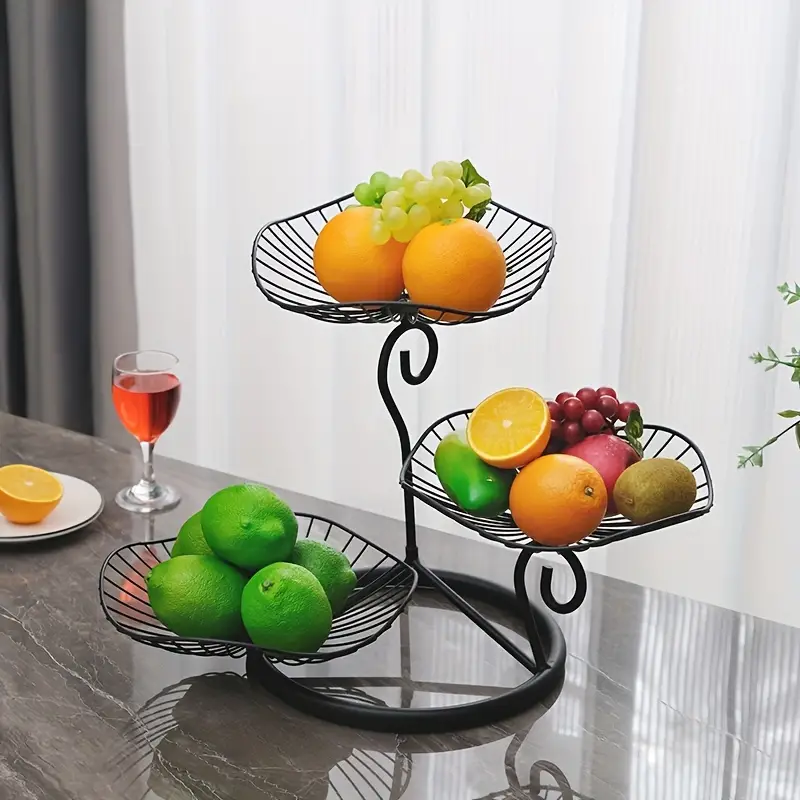 Fruteira de Mesa 3 Andares em Metal Elegante